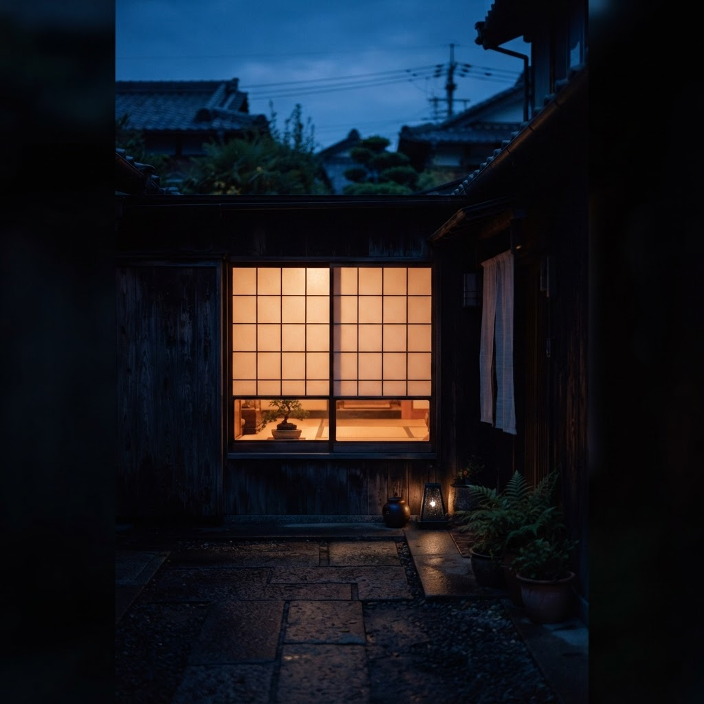 夕暮れに明かりが灯る、帰る場所を表現したイメージ